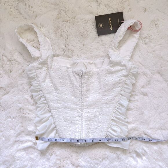 House of CB Eyelet Mesh Corset Top M - White - Picture 5 of 6